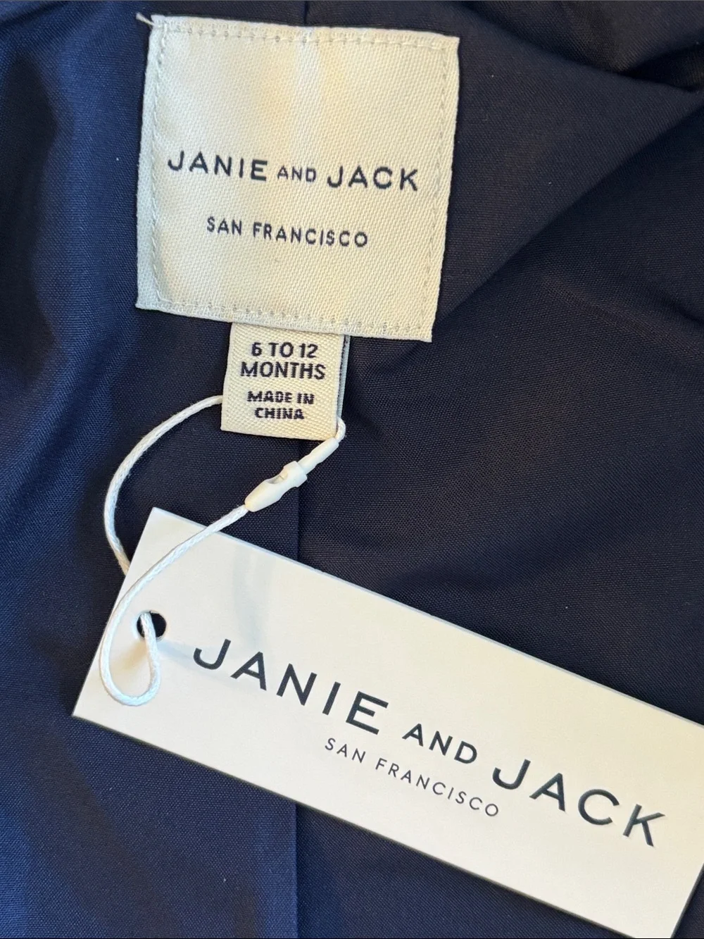 NWT Janie and Jack Baby Girls Navy Blue Boucle Coat Size 6-12 Months